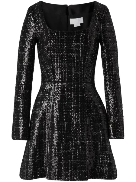 Rochie mini Genny cu paiete din tweed de costum negru
