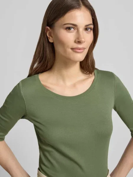 T-shirt o kroju slim fit z mieszanki bawełny Marc Cain