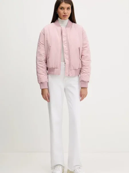 Hugo Blue kurtka bomber różowy przejściowa oversize niebieska