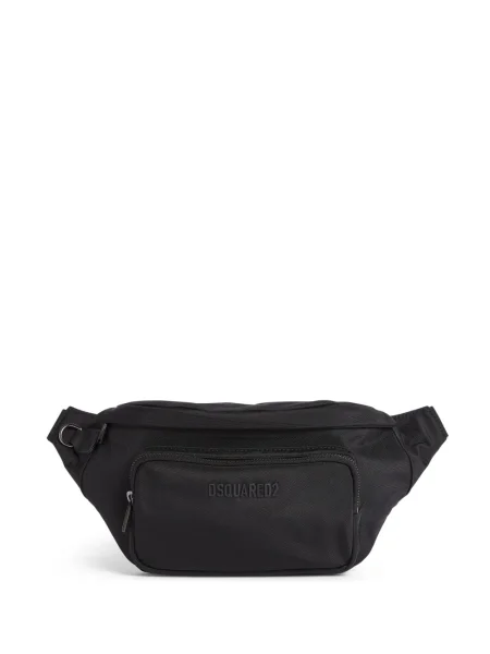 Curea Dsquared2 din canvas cu autograf negru