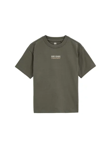 WE Fashion Tricou ecru / închis / kaki bej