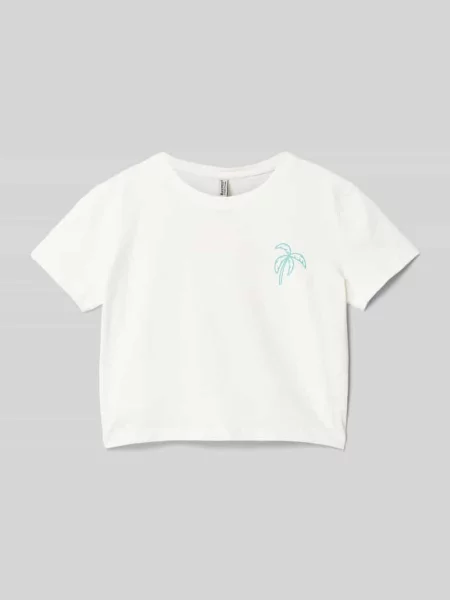 T-shirt krótki z nadrukiem z motywem Blue Effect biała