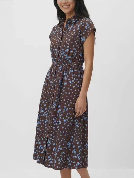 Reserved Rochie midi înflorată maro-închis maro