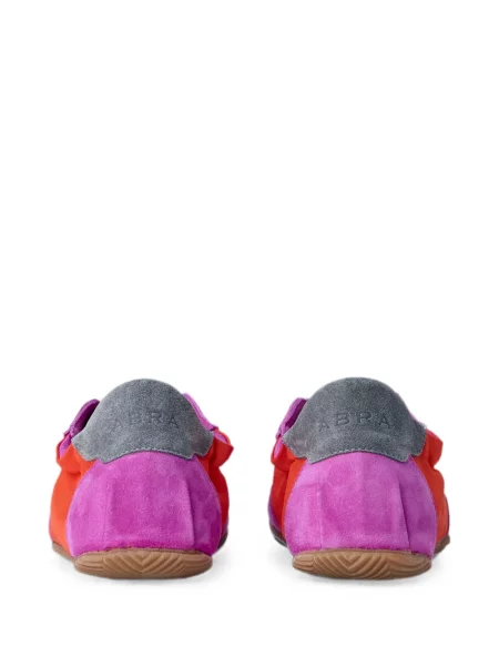 Sneakerși Abra cu funde din piele de căprioară roz