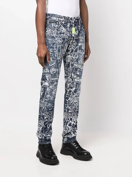 Džíny Philipp Plein s potiskem modré