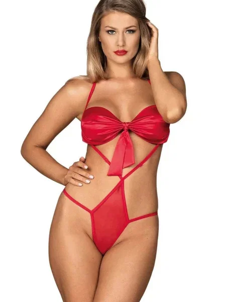 Сексуальное боди с бантом Боди_Obsessive_Giftella червоне