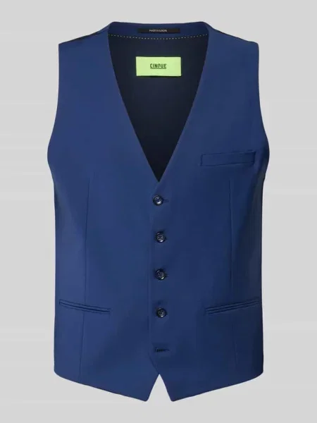 Kamizelka garniturowa z dekoltem w serek Model Castello' Cinque niebieska