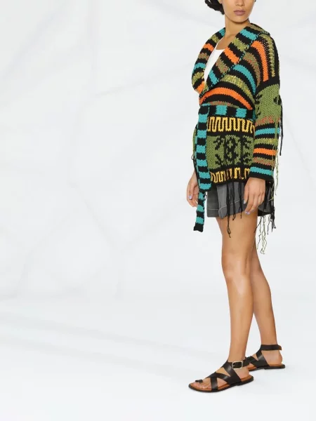 Cardigan Alanui cu dungi tricotate verde