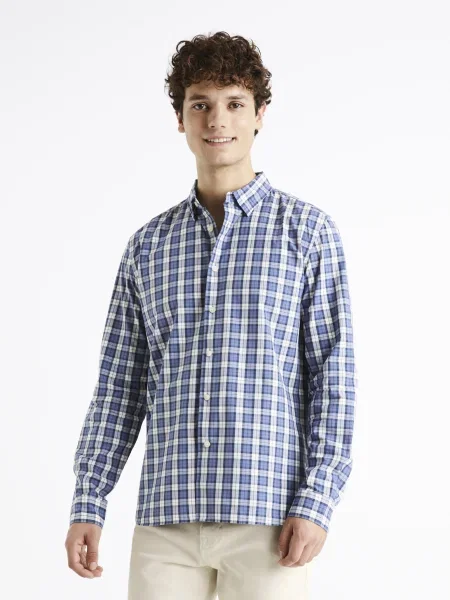 Keprová košile Celio modrá