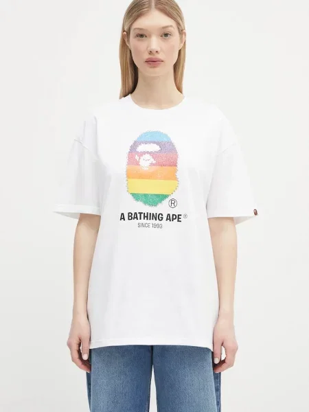 A Bathing Ape tricou din Crystal Ape Head Oversized alb