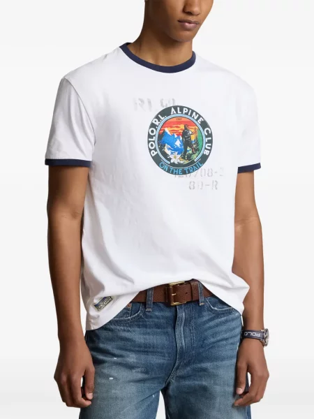 Tricou polo Polo Ralph Lauren cu autograf cu 5 buzunare în carouri gri