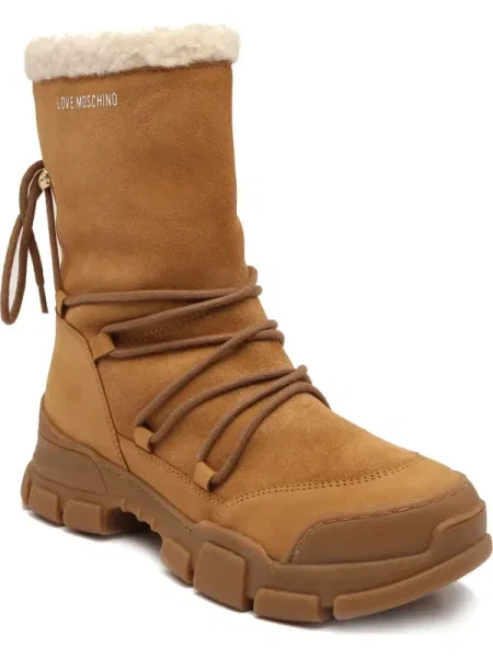 Love Moschino Bocanci | piele întoarsă | shearling maro