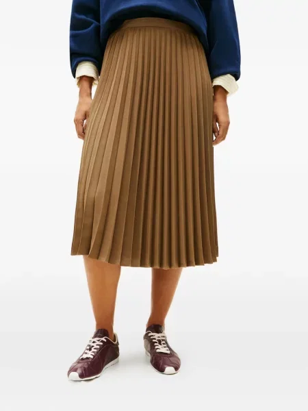 Plisuotas plisuotas sijonas Tommy Hilfiger iki kelių ruda