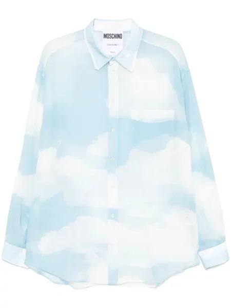 Риза Moschino с принт синьо