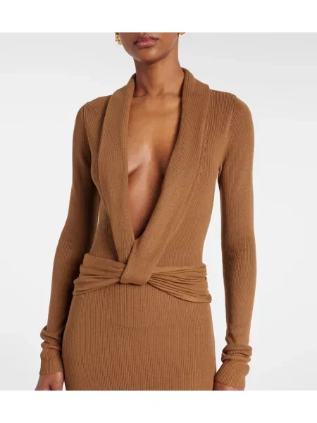 Rochie Aya Muse de mătase maro