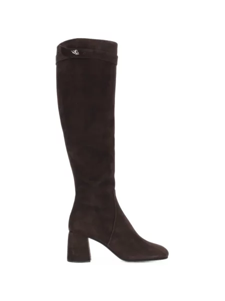 Botine Poeve din piele de căprioară cu cataramă maro