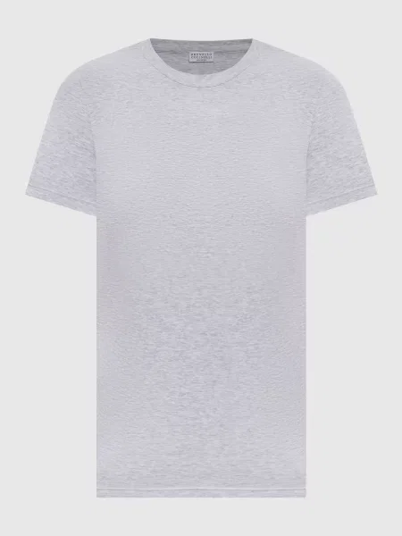 Меланжева футболка з ланцюжком моніль Brunello Cucinelli сіра