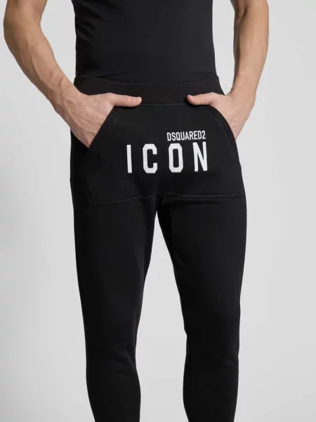 Spodnie dresowe z nadrukiem z logo Dsquared2 czarne