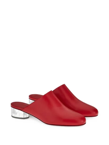 Papuci tip mules Ferragamo din piele roșu