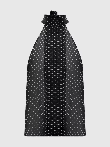 Шелковый топ Tom Ford в горошек белый