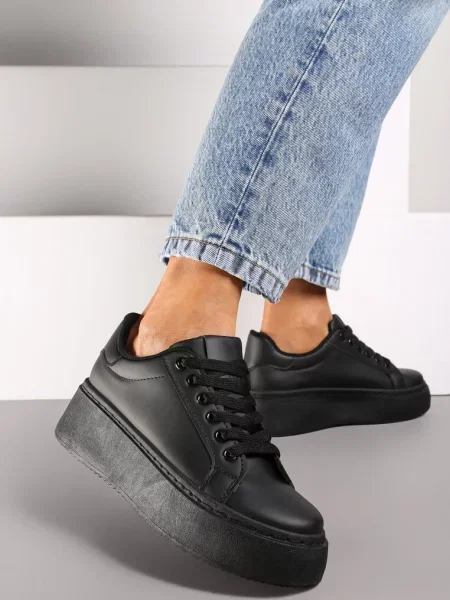 Basicowe Sneakersy na Platformie Tiaeliana czarne