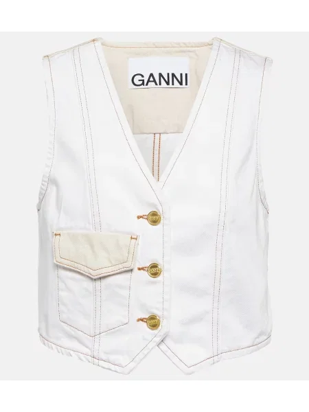Vestă denim Ganni alb