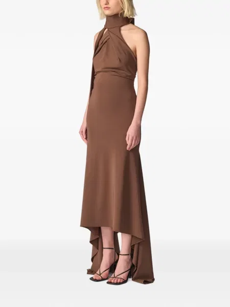 Rochie midi Monse asimetrică maro
