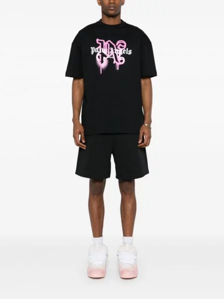 Raštuotas marškinėliai Palm Angels juoda