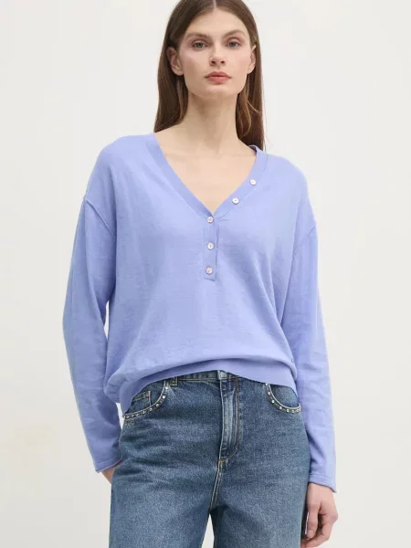 Mos Mosh pulover din amestec de casmir light albastru