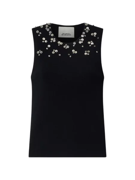 Pulover Isabel Marant de mătase fără mâneci negru