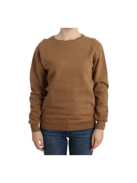 Bluza John Galliano z okrągłym dekoltem brązowa