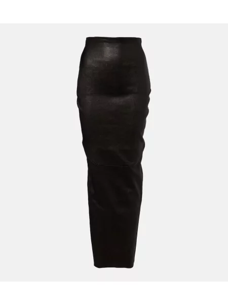 Fustă din piele Rick Owens negru