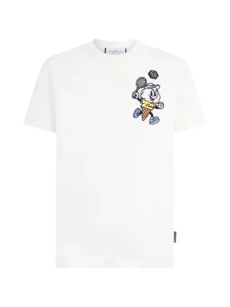 Tricou Philipp Plein cu decolteu rotund alb