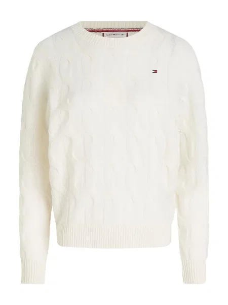 TOMMY HILFIGER Pulover lână alb