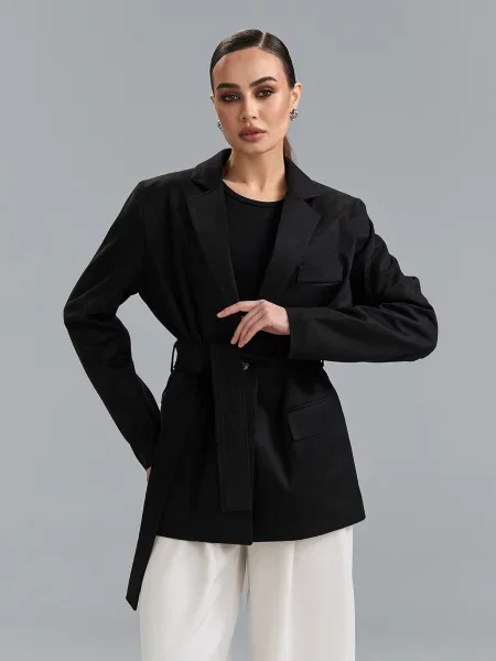 Жакет ISSA Plus штучна замша чорний