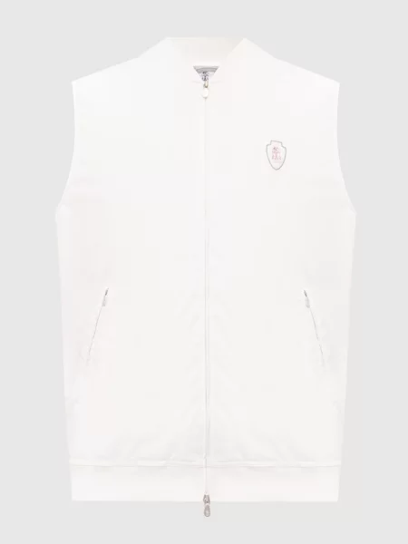 Жилет з принтом емблеми Brunello Cucinelli білий