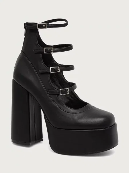 Pantofi cu toc Koi Footwear cu platformă cu bretele negru