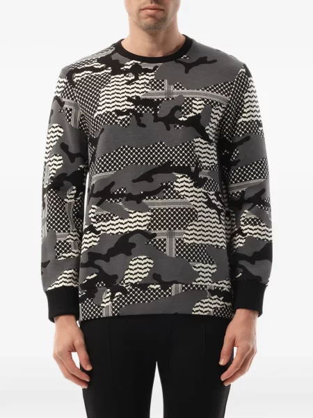 Hanorac Neil Barrett cu imagine cu model camuflaj gri