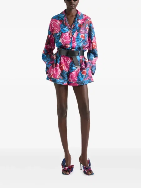 Pantaloni scurți Givenchy de mătase cu model floral cu imagine albastru