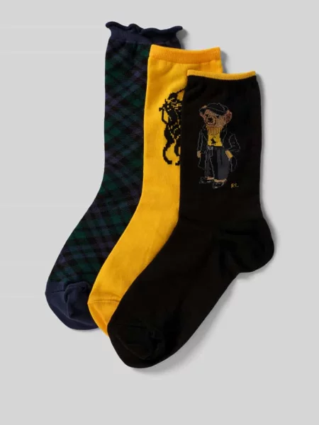 Skarpety z nadrukiem z logo w zestawie 3 szt. Polo Ralph Lauren żółte