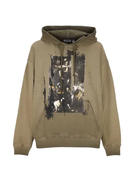 Hanorac cu glugă Off-white cu imagine alb