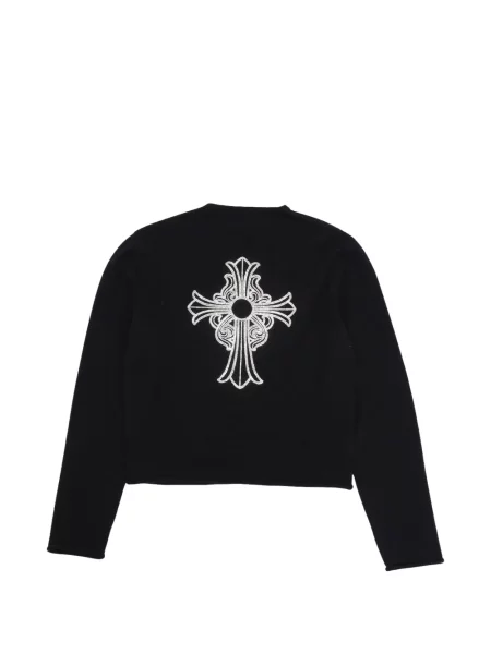 Пуловер Chrome Hearts с V-образно деколте със сърца черно