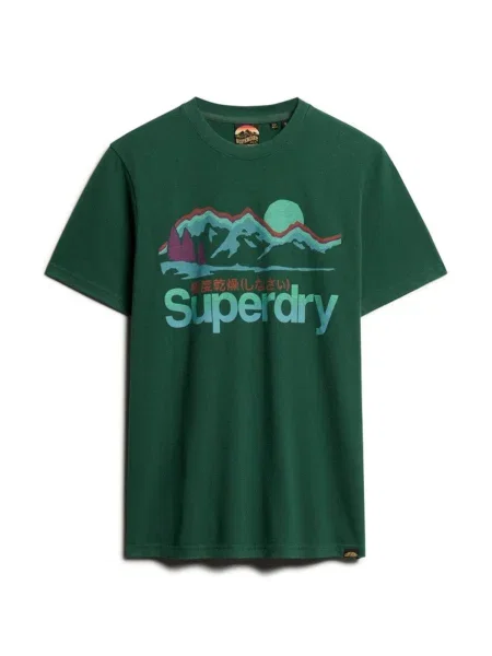 Superdry Tricou deschis / verde smarald / verde jad / mov închis albastru