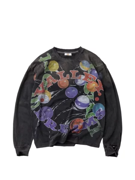 Lung tricou Vale cu imagine negru