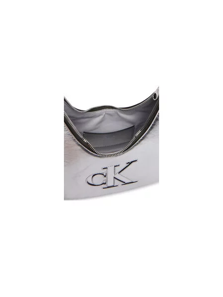 Torbica Calvin Klein Bold Ck Outline Mtl Shoulder Bag Srebrna