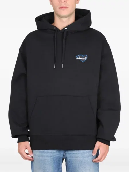 Hanorac cu glugă Department 5 cu broderie cu motiv cu inimi negru