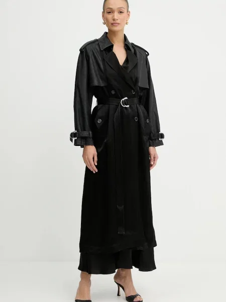 Шлифер Pinko преходен модел с двуредно закопчаване черно