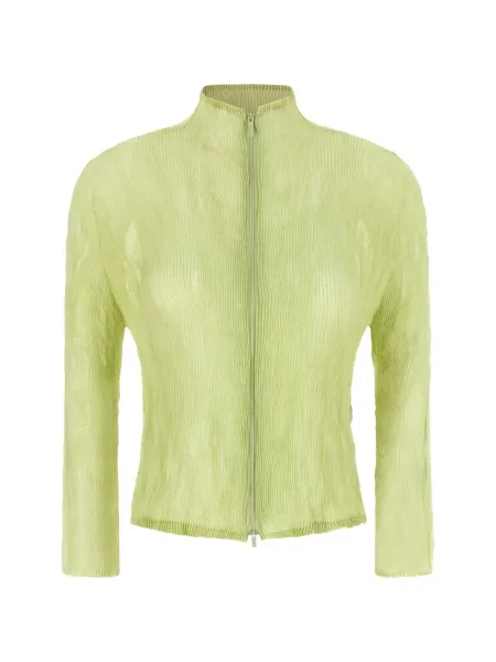 Cămașă Issey Miyake din șifon verde