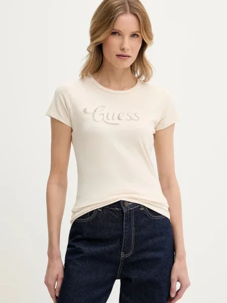 Тениска Guess дамска бежово