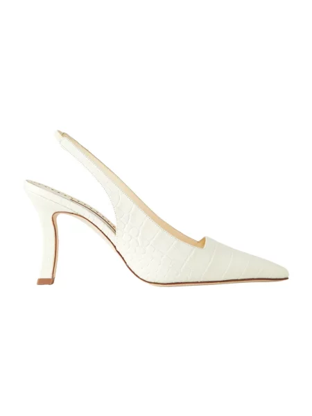 Czółenka Manolo Blahnik skórzana beżowa